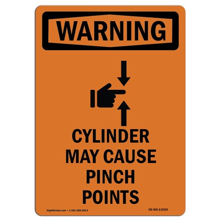 OSHA WARNING Sign, Cylinder May Cause W/ Symbol, 14in X 10in Decal